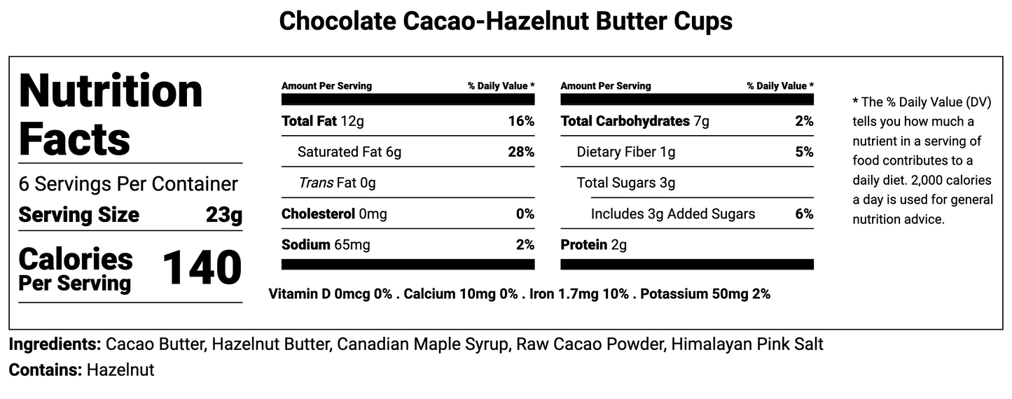 cacao hazelnut butter chocolate cups