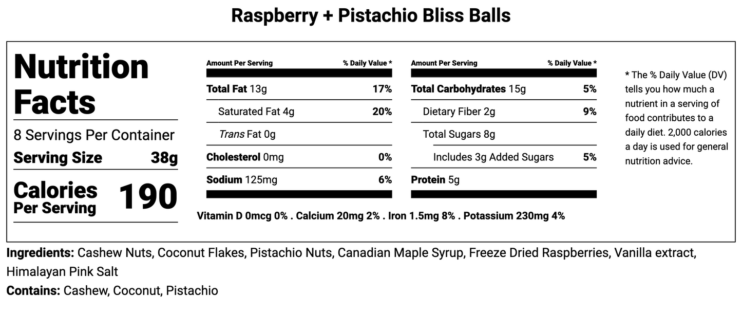 raspberry + pistachio bliss balls